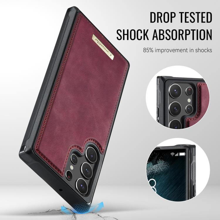 For Samsung Galaxy S22 Ultra 5G CaseMe Me80 Series Detachable Wallet Magnetic RFID Vegan Leather Phone Case