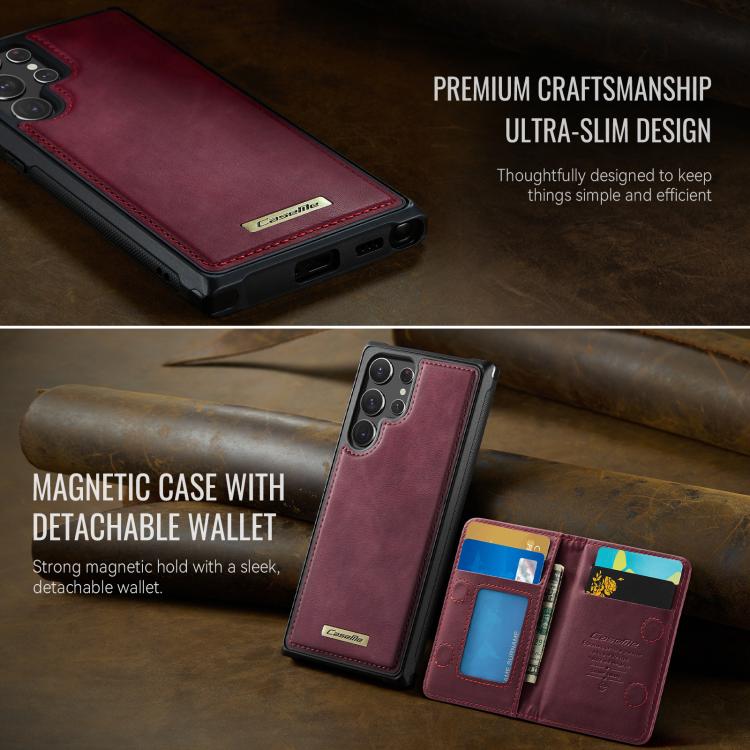 For Samsung Galaxy S22 Ultra 5G CaseMe Me80 Series Detachable Wallet Magnetic RFID Vegan Leather Phone Case