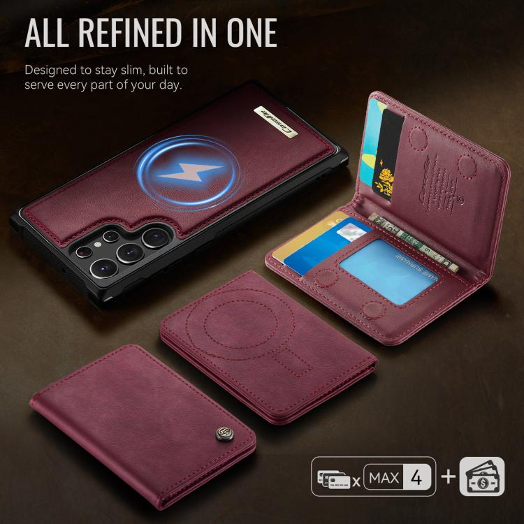 For Samsung Galaxy S22 Ultra 5G CaseMe Me80 Series Detachable Wallet Magnetic RFID Vegan Leather Phone Case