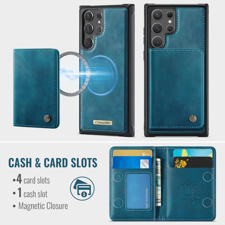 For Samsung Galaxy S22 Ultra 5G CaseMe Me80 Series Detachable Wallet Magnetic RFID Vegan Leather Phone Case