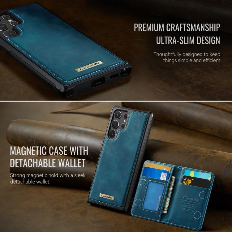 For Samsung Galaxy S22 Ultra 5G CaseMe Me80 Series Detachable Wallet Magnetic RFID Vegan Leather Phone Case