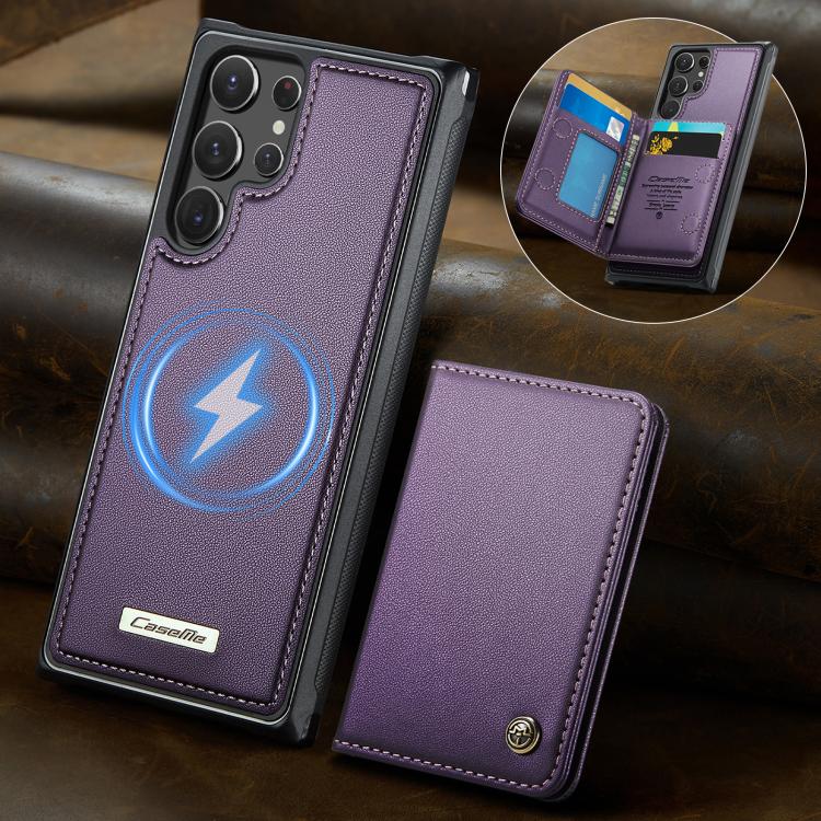 For Samsung Galaxy S22 Ultra 5G CaseMe Me80 Series Detachable Wallet Magnetic RFID Vegan Leather Phone Case