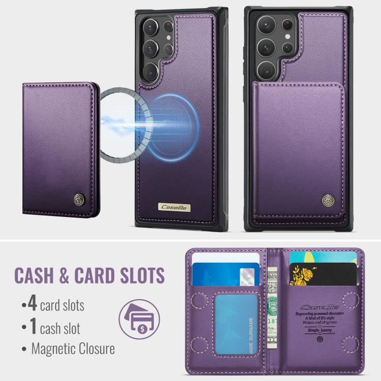 For Samsung Galaxy S22 Ultra 5G CaseMe Me80 Series Detachable Wallet Magnetic RFID Vegan Leather Phone Case