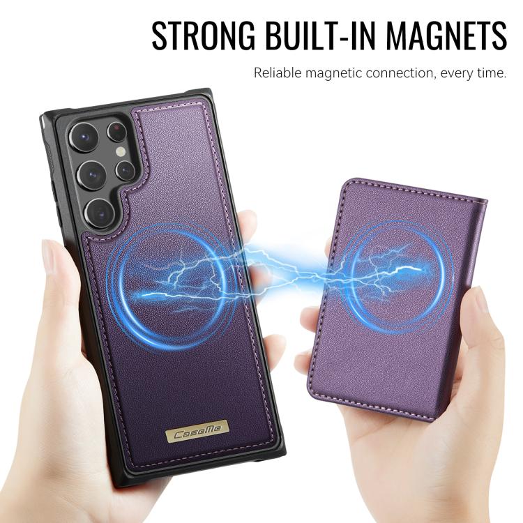 For Samsung Galaxy S22 Ultra 5G CaseMe Me80 Series Detachable Wallet Magnetic RFID Vegan Leather Phone Case