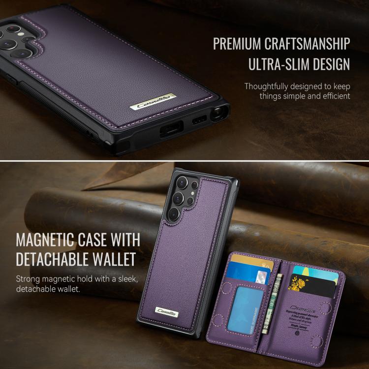For Samsung Galaxy S22 Ultra 5G CaseMe Me80 Series Detachable Wallet Magnetic RFID Vegan Leather Phone Case