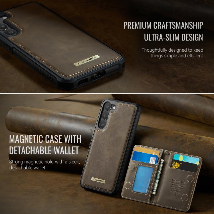 For Samsung Galaxy S23 5G CaseMe Me80 Series Detachable Wallet Magnetic RFID Vegan Leather Phone Case