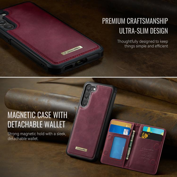 For Samsung Galaxy S23 5G CaseMe Me80 Series Detachable Wallet Magnetic RFID Vegan Leather Phone Case