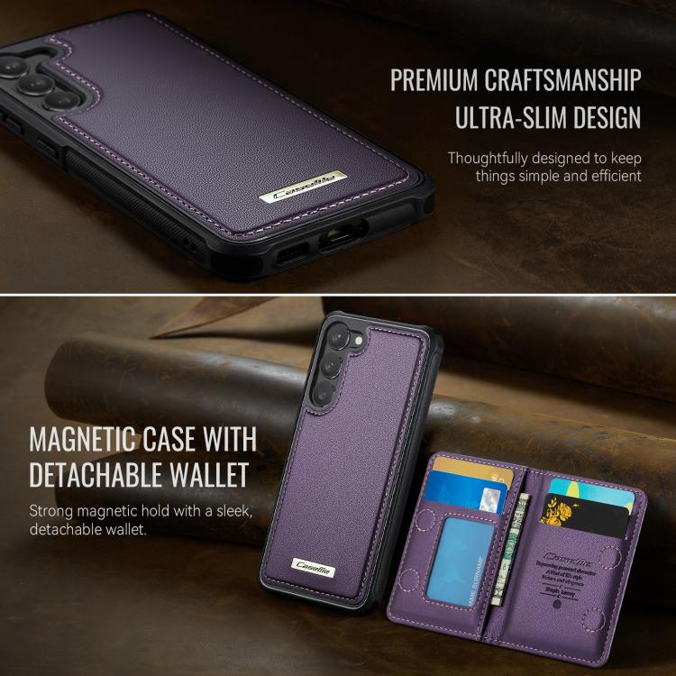 For Samsung Galaxy S23 5G CaseMe Me80 Series Detachable Wallet Magnetic RFID Vegan Leather Phone Case