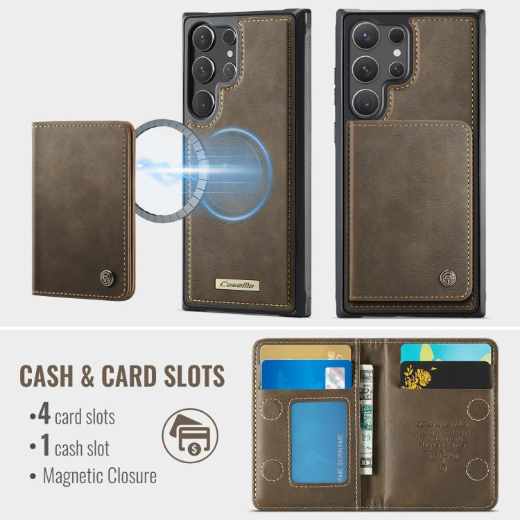 For Samsung Galaxy S23 Ultra 5G CaseMe Me80 Series Detachable Wallet Magnetic RFID Vegan Leather Phone Case