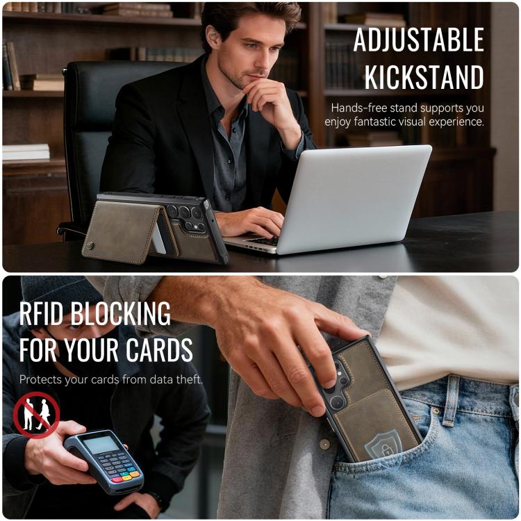 For Samsung Galaxy S23 Ultra 5G CaseMe Me80 Series Detachable Wallet Magnetic RFID Vegan Leather Phone Case