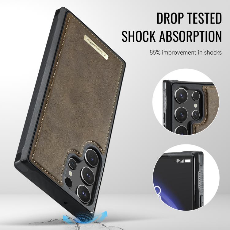 For Samsung Galaxy S23 Ultra 5G CaseMe Me80 Series Detachable Wallet Magnetic RFID Vegan Leather Phone Case
