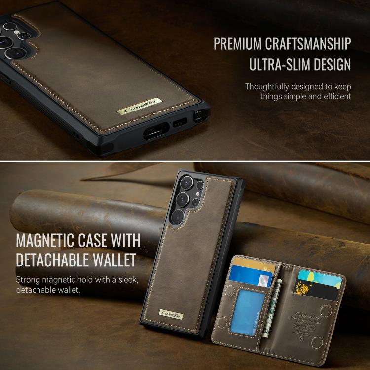 For Samsung Galaxy S23 Ultra 5G CaseMe Me80 Series Detachable Wallet Magnetic RFID Vegan Leather Phone Case