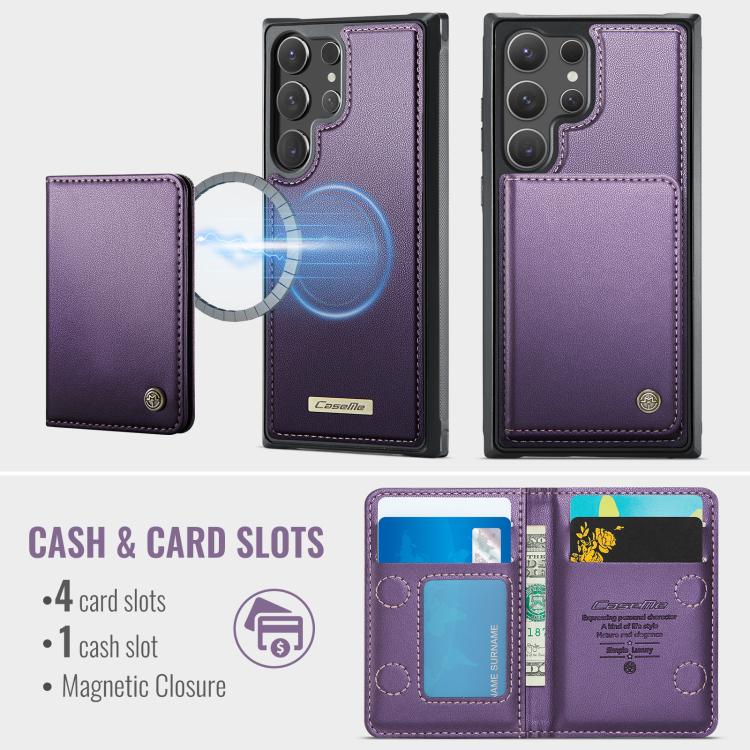 For Samsung Galaxy S23 Ultra 5G CaseMe Me80 Series Detachable Wallet Magnetic RFID Vegan Leather Phone Case
