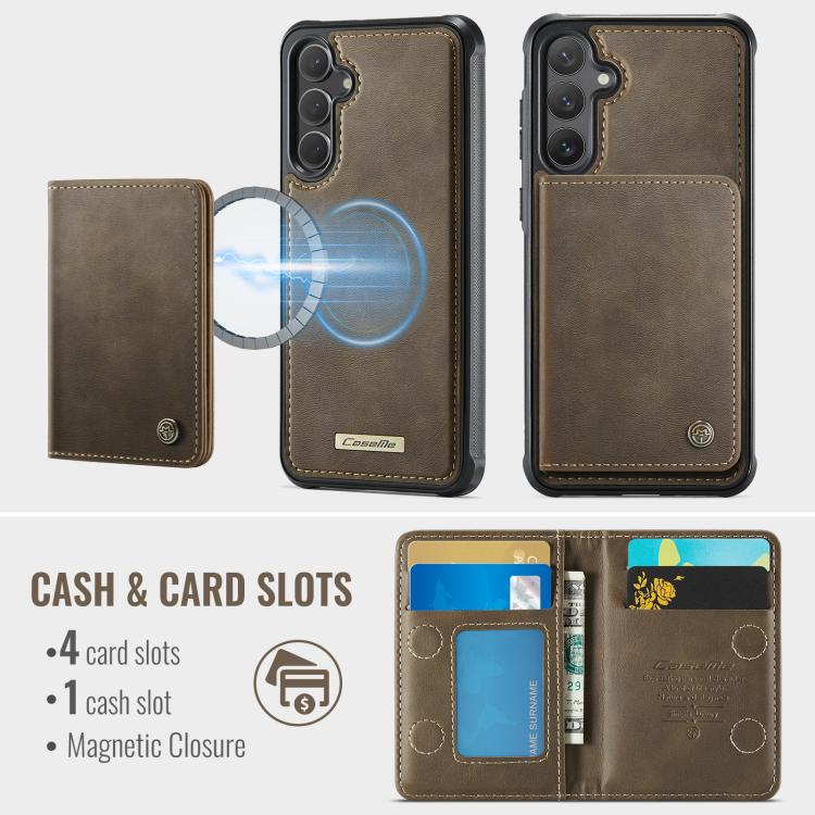 For Samsung Galaxy S24 FE 5G CaseMe Me80 Series Detachable Wallet Magnetic RFID Vegan Leather Phone Case