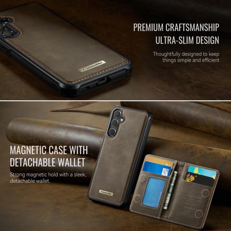 For Samsung Galaxy S24 FE 5G CaseMe Me80 Series Detachable Wallet Magnetic RFID Vegan Leather Phone Case
