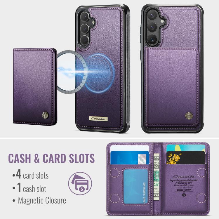 For Samsung Galaxy S25 / S24 5G CaseMe Me80 Series Detachable Wallet Magnetic RFID Vegan Leather Phone Case