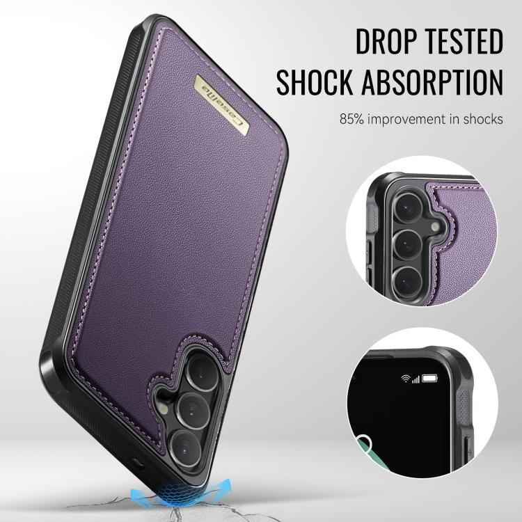 For Samsung Galaxy S25 / S24 5G CaseMe Me80 Series Detachable Wallet Magnetic RFID Vegan Leather Phone Case