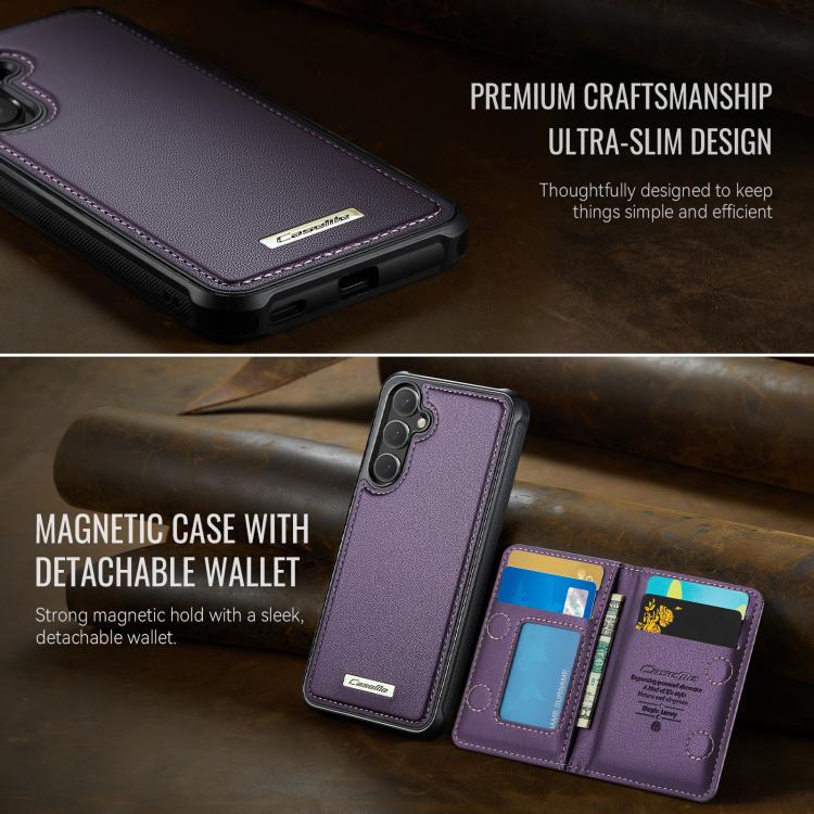 For Samsung Galaxy S25 / S24 5G CaseMe Me80 Series Detachable Wallet Magnetic RFID Vegan Leather Phone Case