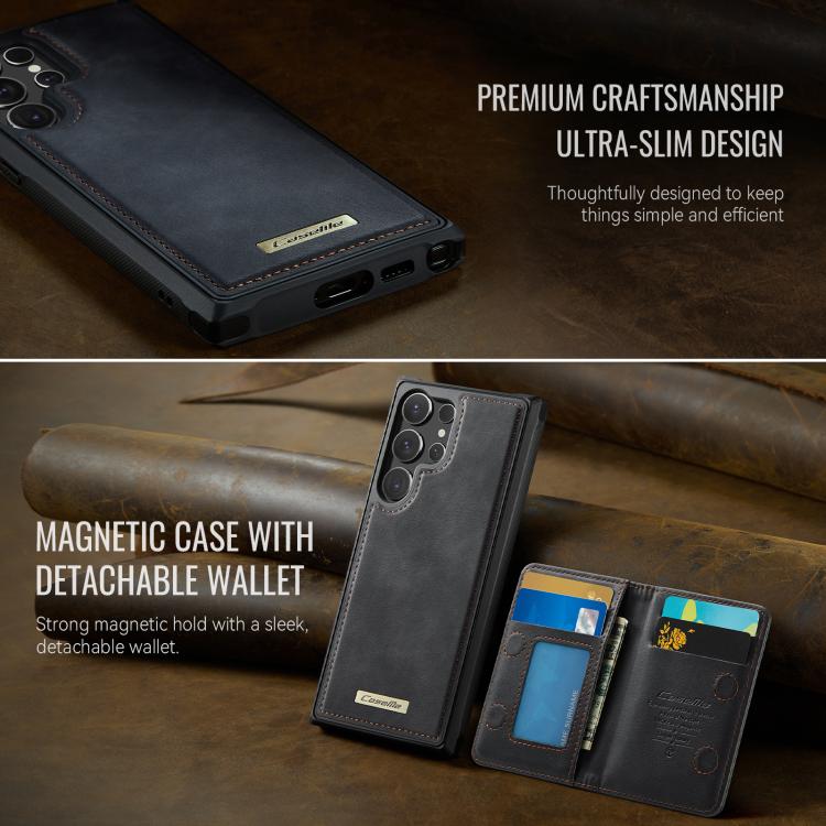 For Samsung Galaxy S24 Ultra 5G CaseMe Me80 Series Detachable Wallet Magnetic RFID Vegan Leather Phone Case