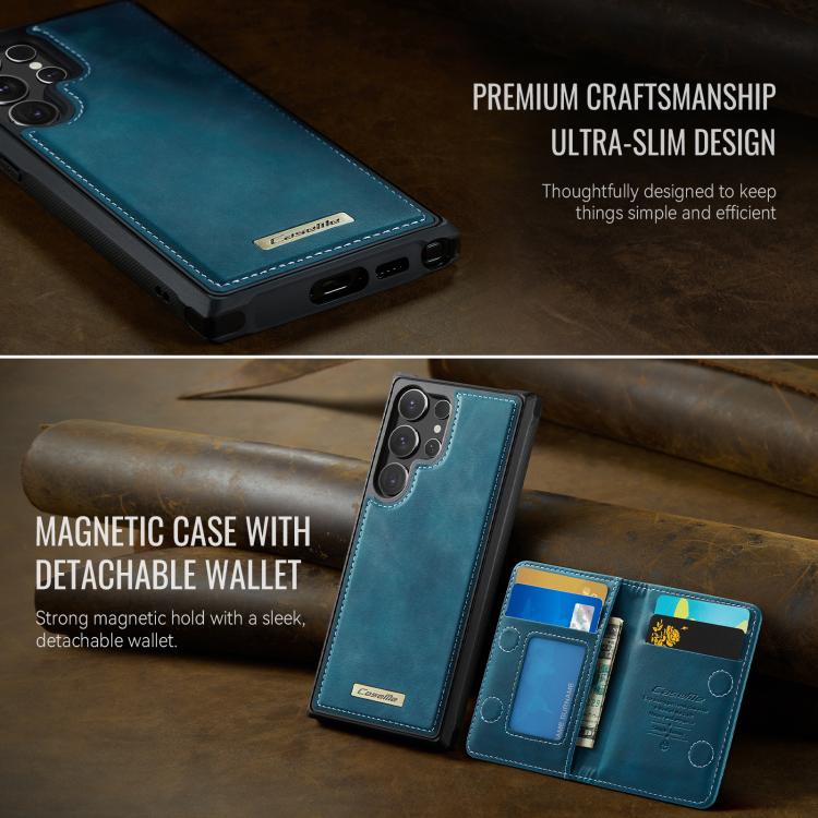 For Samsung Galaxy S24 Ultra 5G CaseMe Me80 Series Detachable Wallet Magnetic RFID Vegan Leather Phone Case