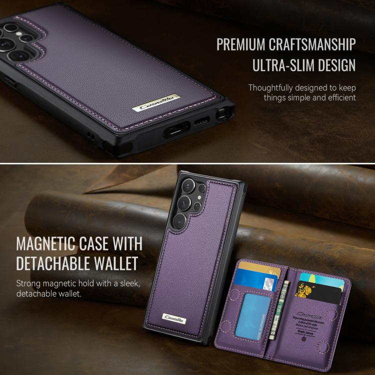 For Samsung Galaxy S24 Ultra 5G CaseMe Me80 Series Detachable Wallet Magnetic RFID Vegan Leather Phone Case
