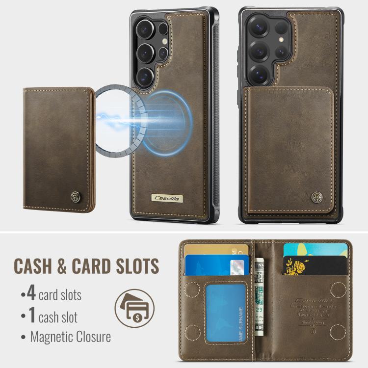 For Samsung Galaxy S25 Ultra 5G CaseMe Me80 Series Detachable Wallet Magnetic RFID Vegan Leather Phone Case