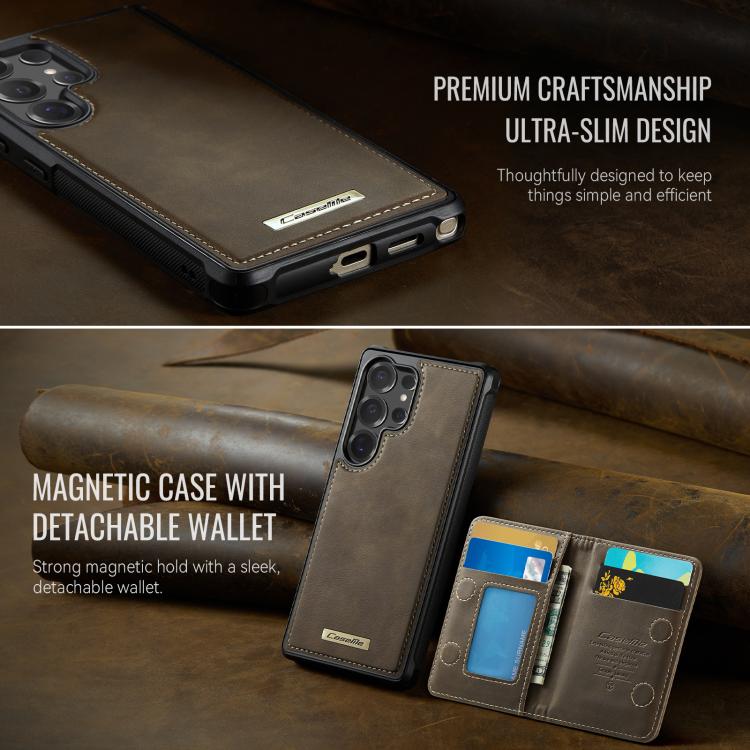 For Samsung Galaxy S25 Ultra 5G CaseMe Me80 Series Detachable Wallet Magnetic RFID Vegan Leather Phone Case