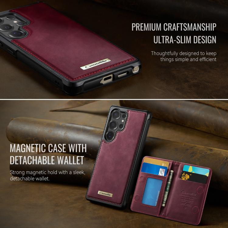 For Samsung Galaxy S25 Ultra 5G CaseMe Me80 Series Detachable Wallet Magnetic RFID Vegan Leather Phone Case