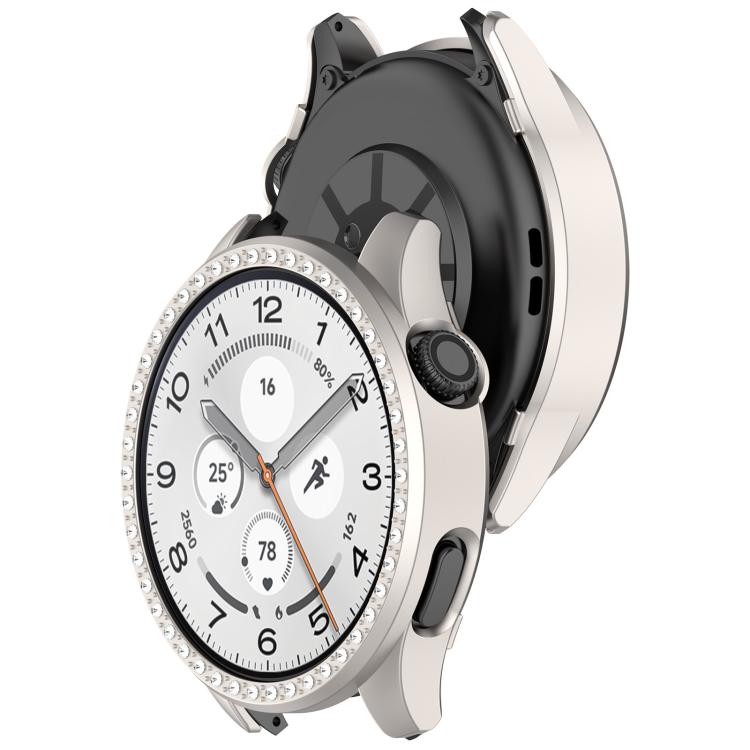 For Xiaomi Watch 5 Single Row Diamond Half Coverage Hollow PC Watch Protective Case