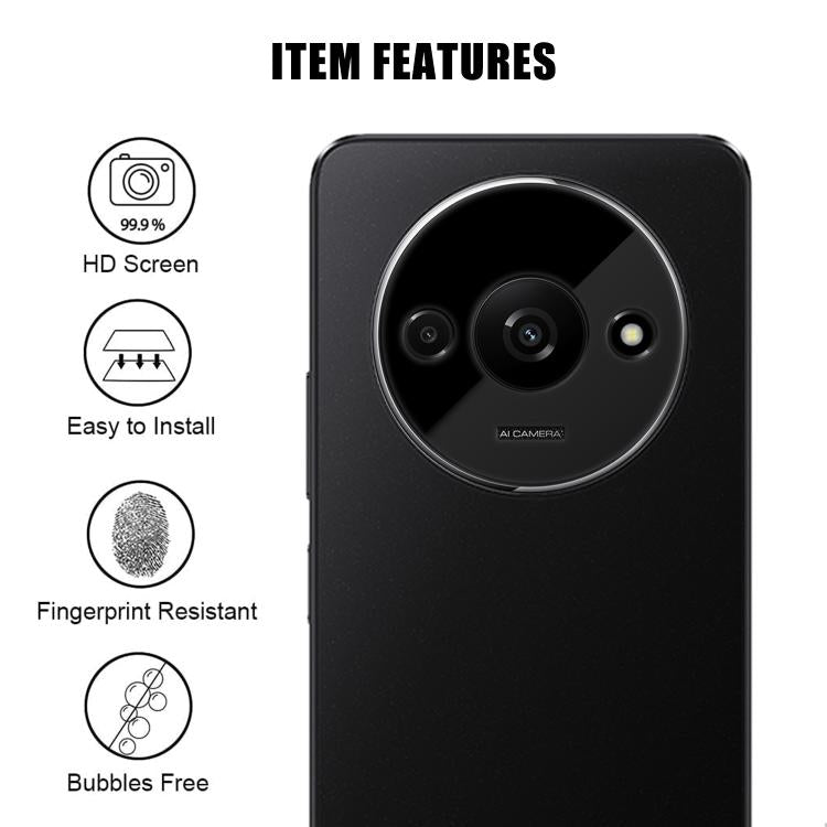 For Redmi A3 Kalebol Silk-Screened HD Anti-Fingerprint AR Integrated Camera Lens Tempered Glass Film