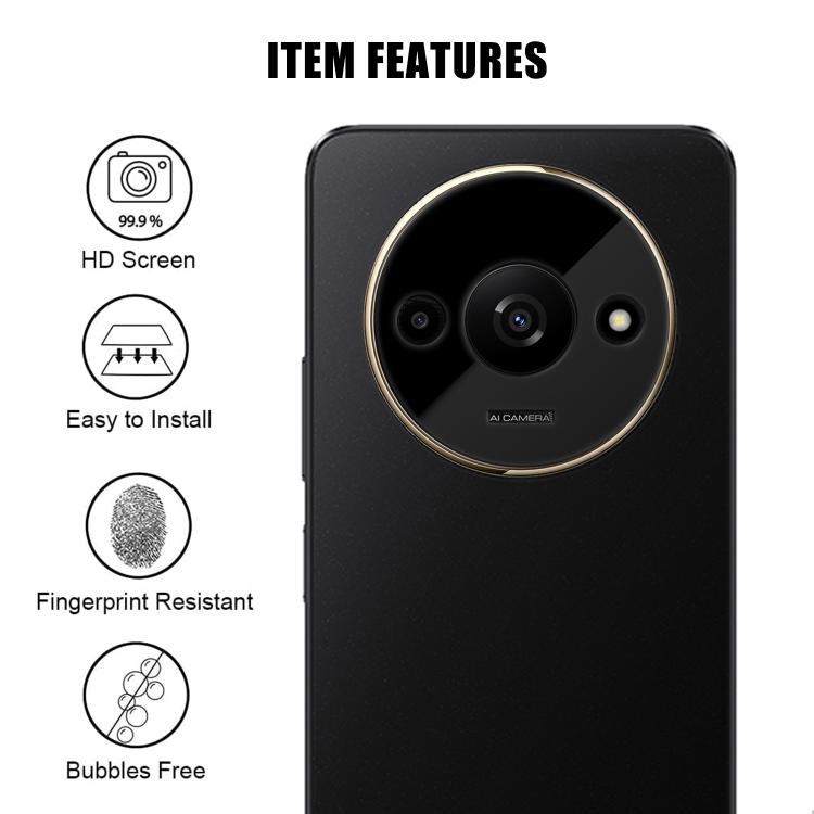For Redmi A3x Kalebol Silk-Screened HD Anti-Fingerprint AR Integrated Camera Lens Tempered Glass Film