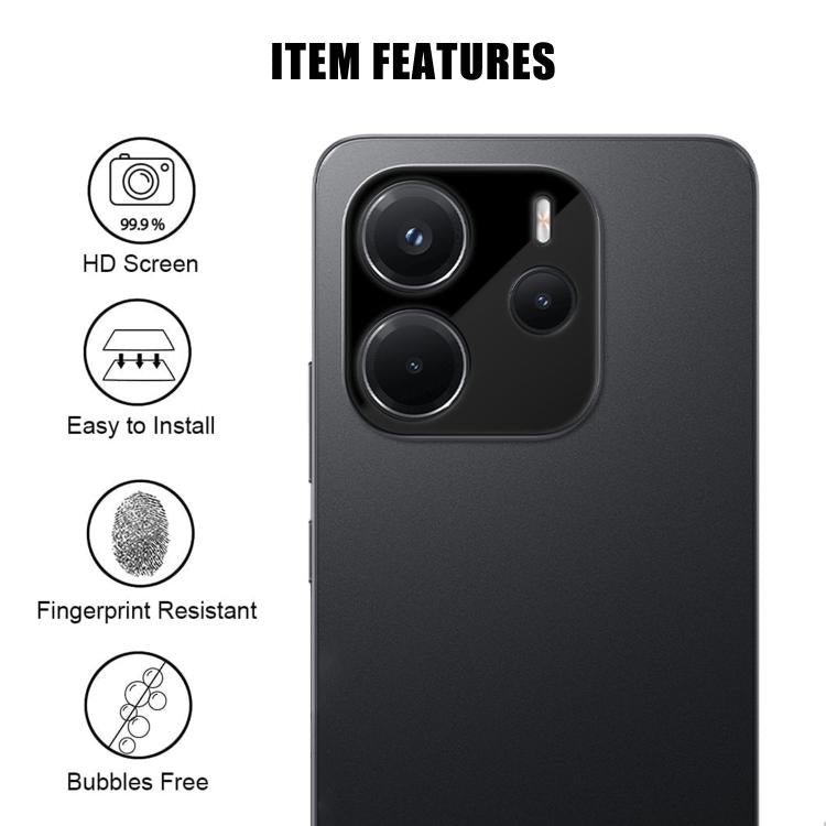 For Redmi Note 14 4G Kalebol Silk-Screened HD Anti-Fingerprint AR Integrated Camera Lens Tempered Glass Film
