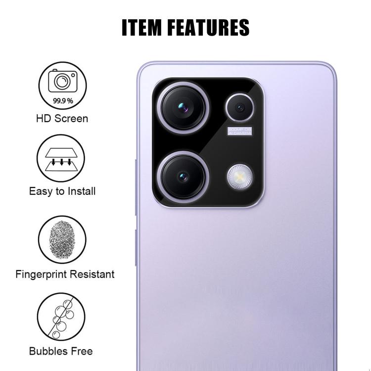 For Redmi Note 14S Kalebol Silk-Screened HD Anti-Fingerprint AR Integrated Camera Lens Tempered Glass Film