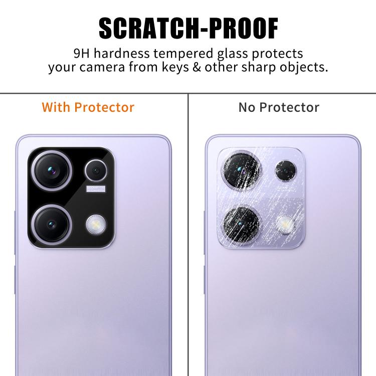 For Redmi Note 14S Kalebol Silk-Screened HD Anti-Fingerprint AR Integrated Camera Lens Tempered Glass Film