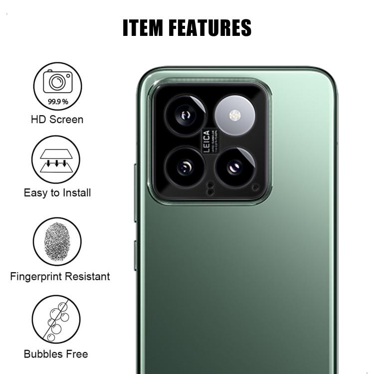 For Xiaomi 14 Kalebol Silk-Screened HD Anti-Fingerprint AR Integrated Camera Lens Tempered Glass Film