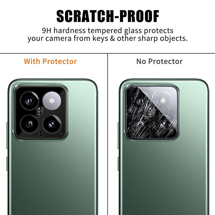 For Xiaomi 14 Kalebol Silk-Screened HD Anti-Fingerprint AR Integrated Camera Lens Tempered Glass Film