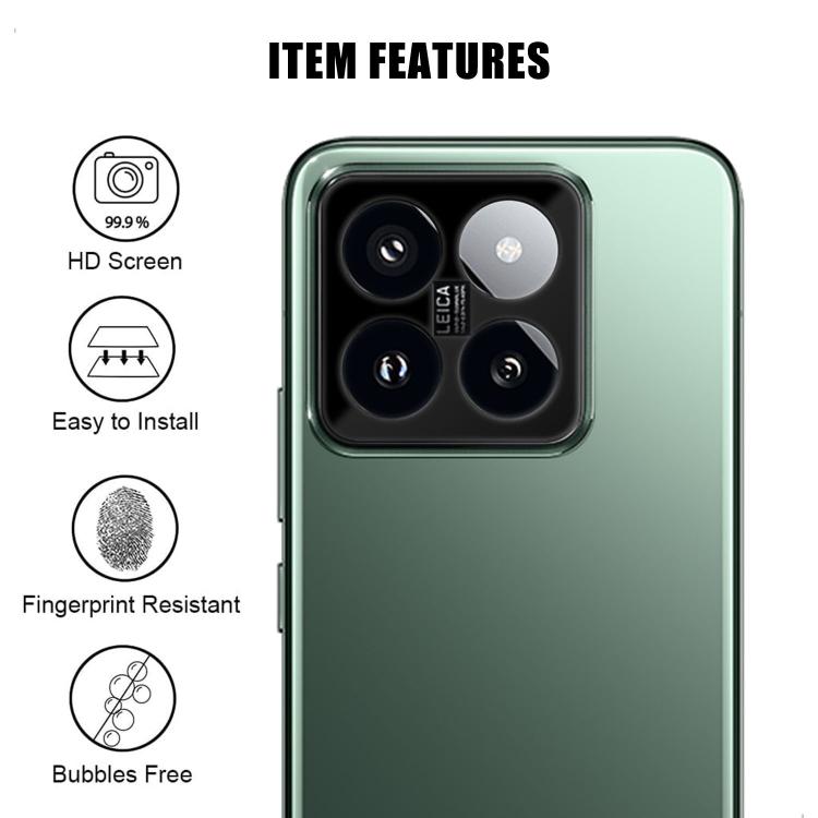 For Xiaomi 14 Pro Kalebol Silk-Screened HD Anti-Fingerprint AR Integrated Camera Lens Tempered Glass Film