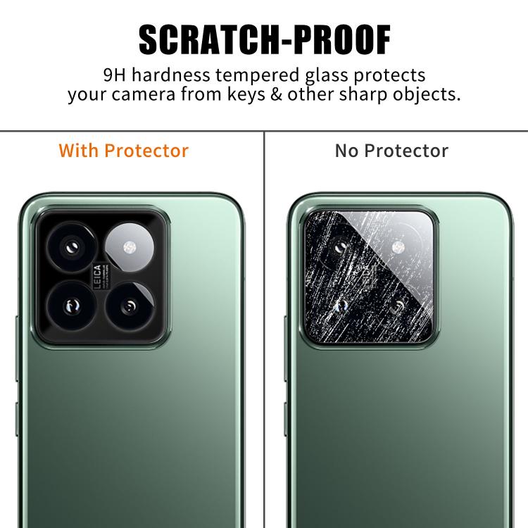 For Xiaomi 14 Pro Kalebol Silk-Screened HD Anti-Fingerprint AR Integrated Camera Lens Tempered Glass Film