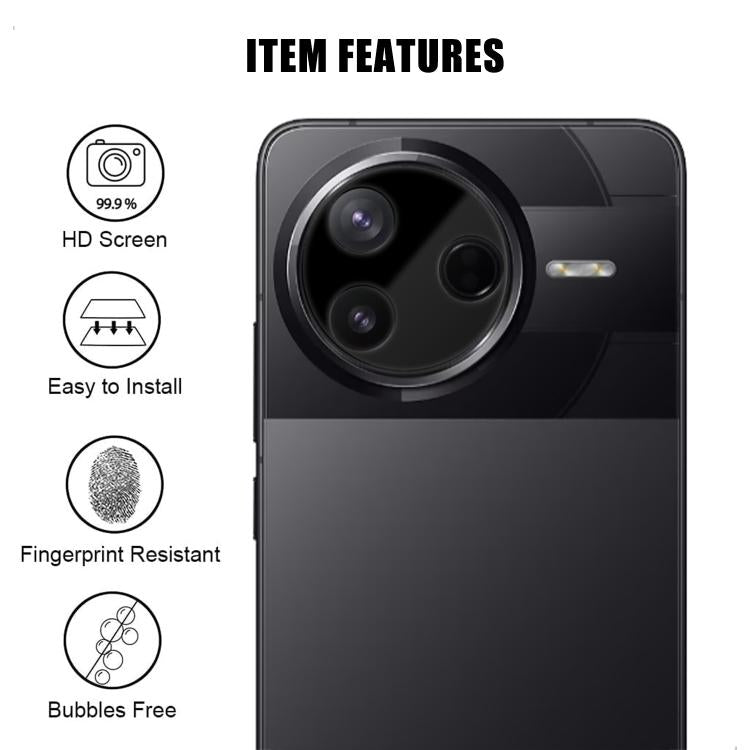 For Xiaomi Poco F7 Pro Kalebol Silk-Screened HD Anti-Fingerprint AR Integrated Camera Lens Tempered Glass Film