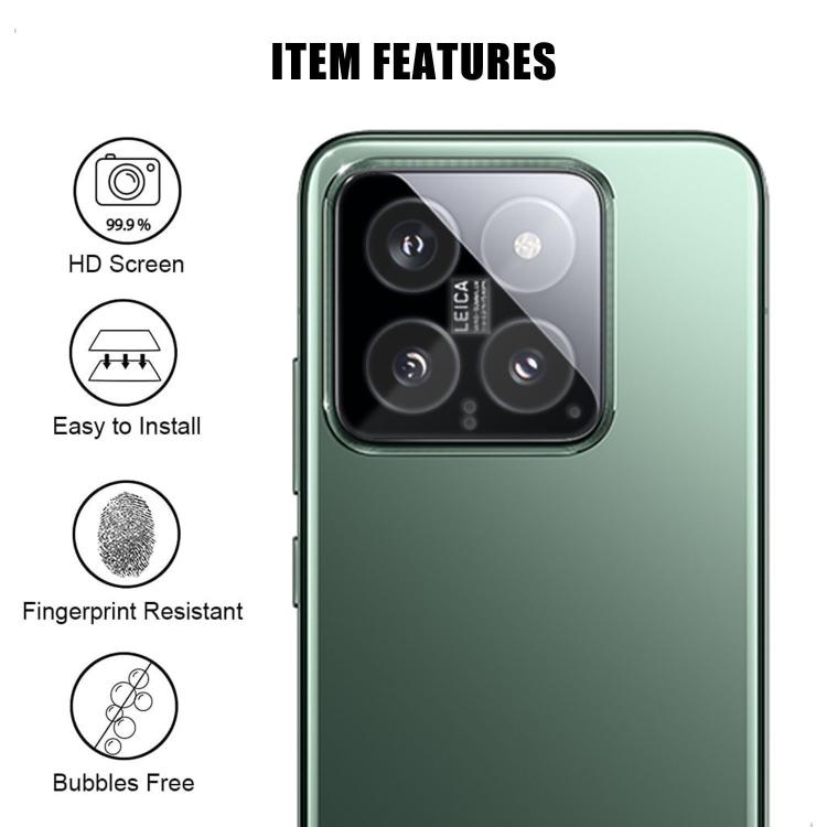 For Xiaomi 14 Kalebol Transparent HD Anti-Fingerprint AR Integrated Camera Lens Tempered Glass Film