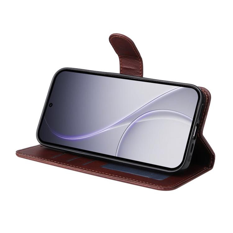 For OPPO Reno15 Global ENKAY Card Wallet Calf Texture Leather Phone Case with Screen Film