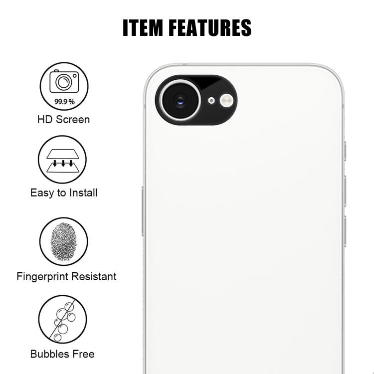 For iPhone 17e / 16e Kalebol Silk-Screened HD Anti-Fingerprint AR Integrated Camera Lens Tempered Glass Film