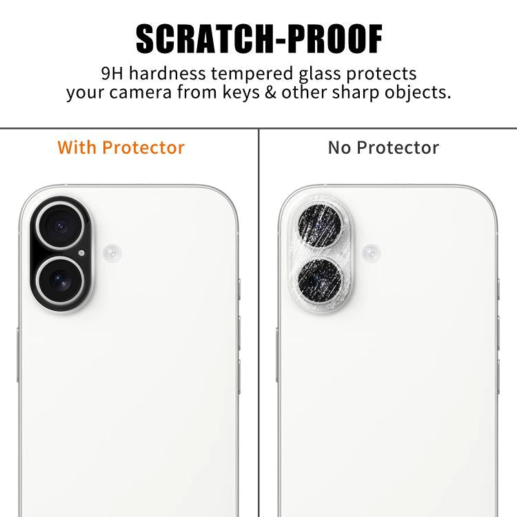 For iPhone 16 / 16 Plus Kalebol Silk-Screened HD Anti-Fingerprint AR Integrated Camera Lens Tempered Glass Film
