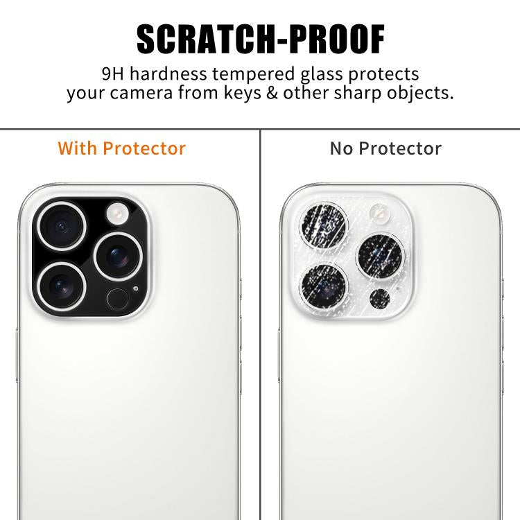 For iPhone 16 Pro / 16 Pro Max Kalebol Silk-Screened HD Anti-Fingerprint AR Integrated Camera Lens Tempered Glass Film