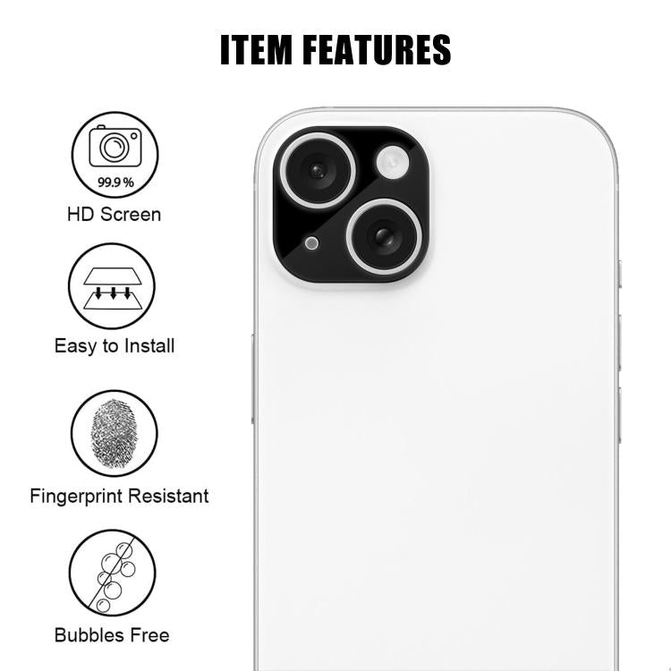 For iPhone 14 / 14 Plus Kalebol Silk-Screened HD Anti-Fingerprint AR Integrated Camera Lens Tempered Glass Film