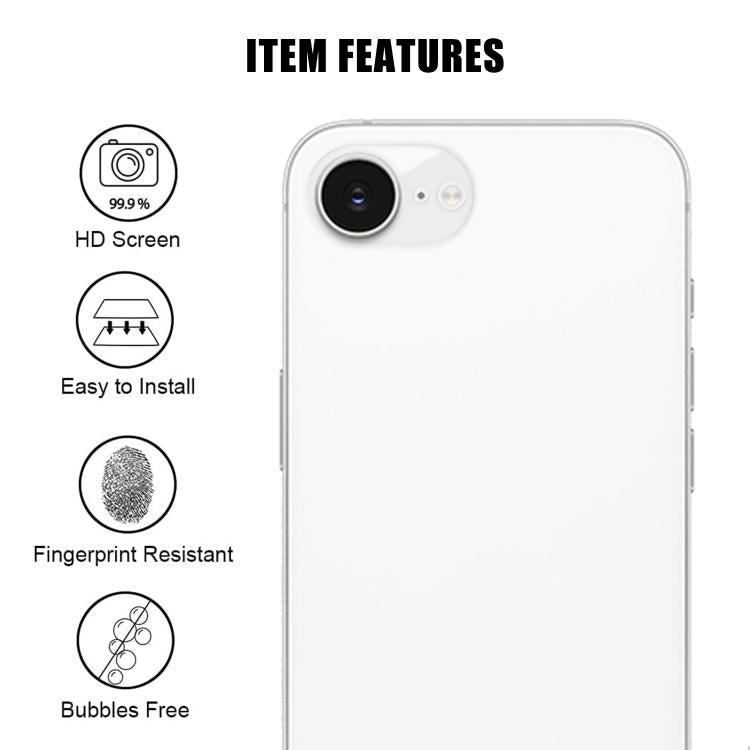 For iPhone 17e / 16e Kalebol Transparent HD Anti-Fingerprint AR Integrated Camera Lens Tempered Glass Film