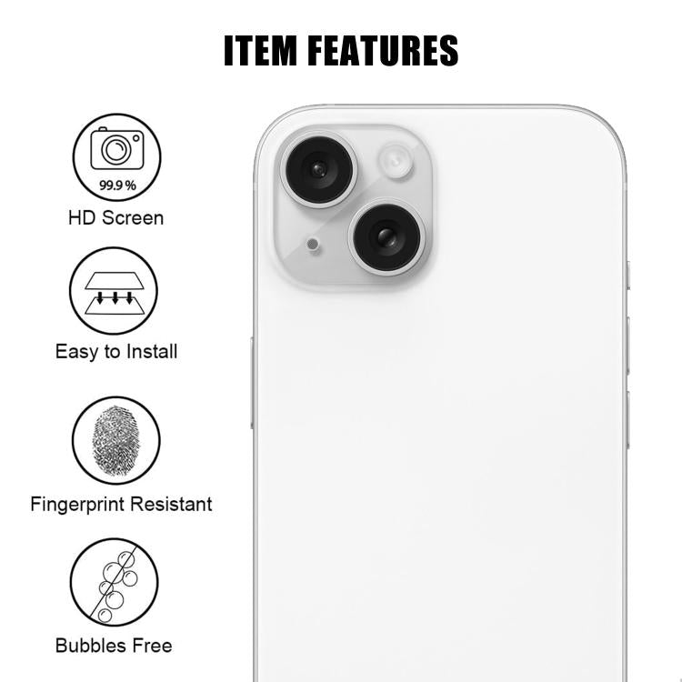 For iPhone 14 / 14 Plus Kalebol Transparent HD Anti-Fingerprint AR Integrated Camera Lens Tempered Glass Film