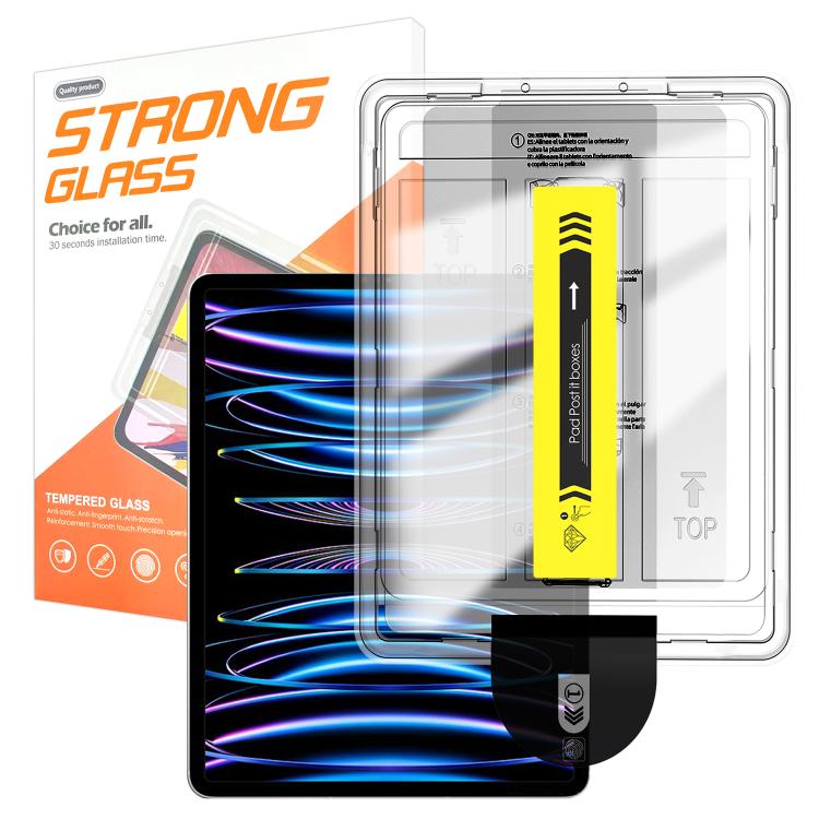 For iPad Pro 12.9 2022 / 2021 Easy Install Box Dust-Free HD Curved Edge Anti-Fingerprint Tempered Glass Tablet Film