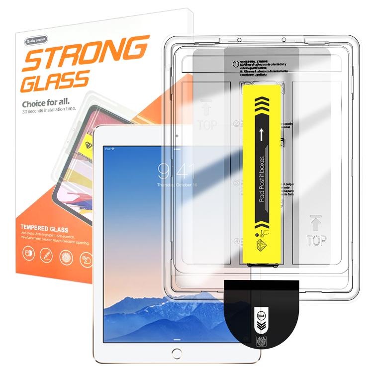For iPad Air 2 / Air 1 Easy Install Box Dust-Free HD Curved Edge Anti-Fingerprint Tempered Glass Tablet Film