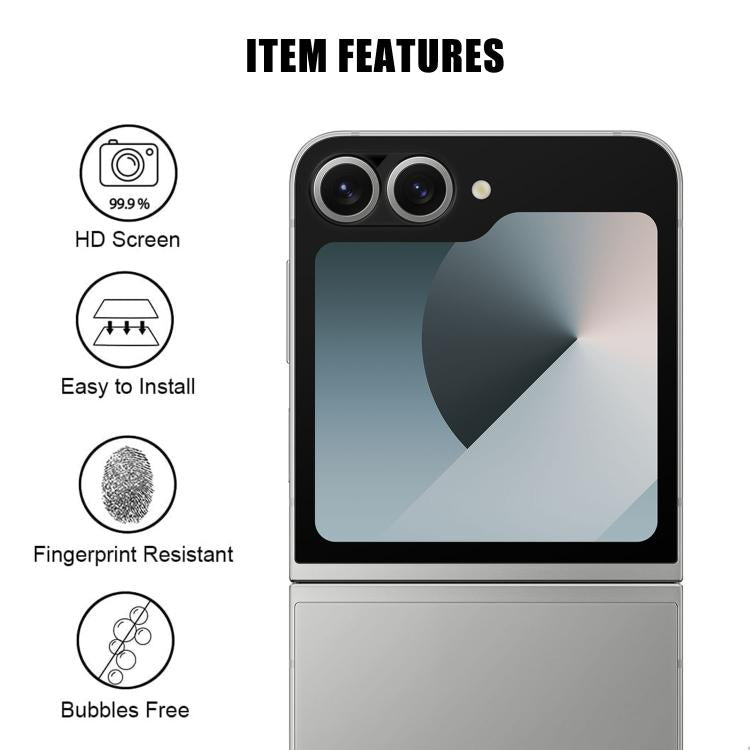 For Samsung Galaxy Z Flip6 Kalebol Silk-Screened HD Anti-Fingerprint AR Integrated Camera Lens Tempered Glass Film